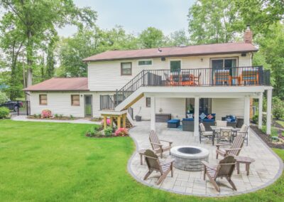 front view on house with garden