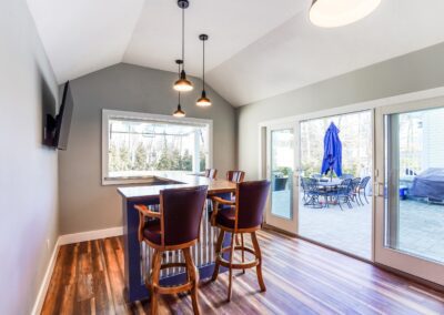 interior of house with dining table and tv